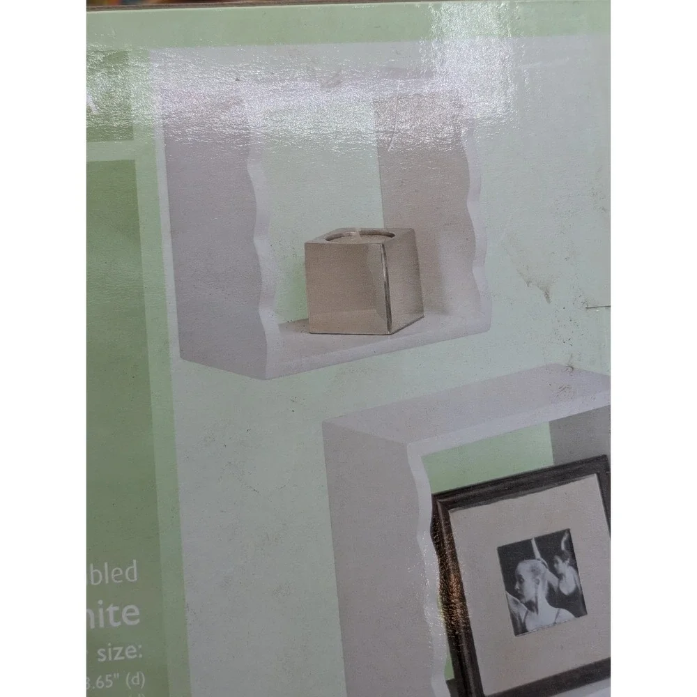 Y2K Vintage Spa Linea White Wood Wall Display Cubes Shelves Set of 2 Sealed NIB